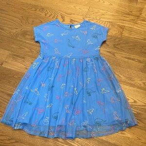 Hanna Andersson Blue Embroidered Dinosaur Tulle Twirl Dress Size 14-16